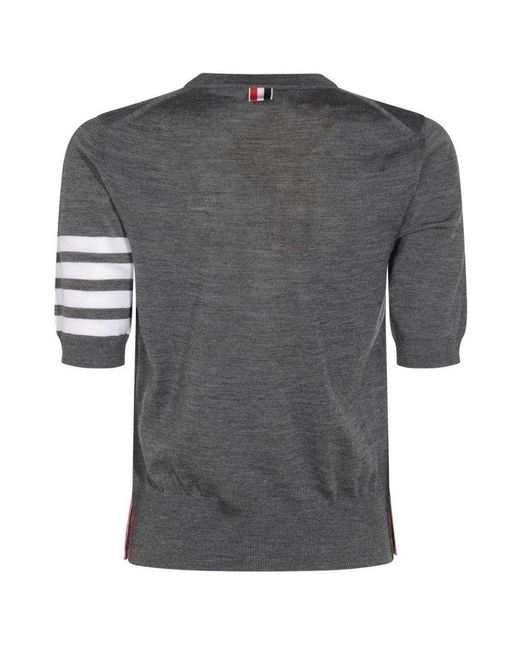 Thom Browne Gray 4 Bar Sheer Sleeved Fine-Knitted T-Shirt