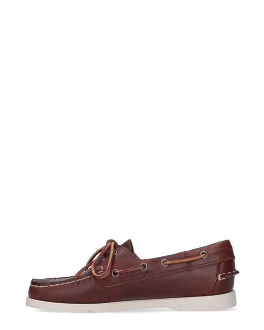 Sebago Brown Docksides Portland Waxed Boat Shoes