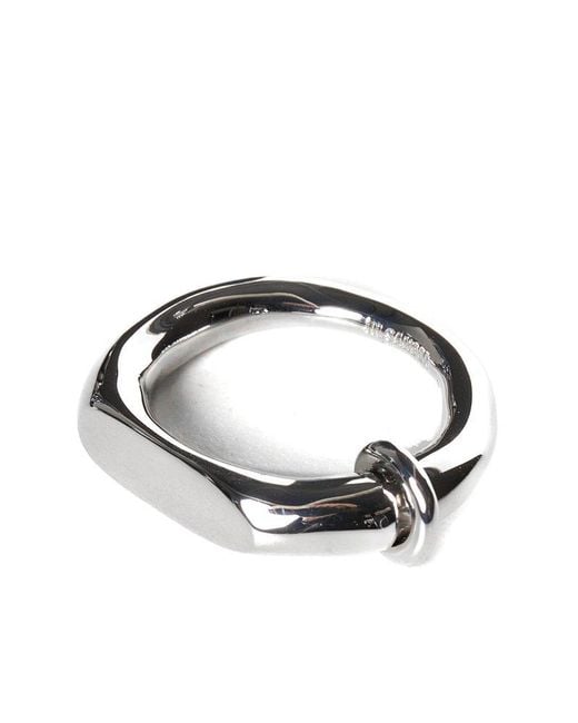 Jil Sander White Handcrafted Ring for men