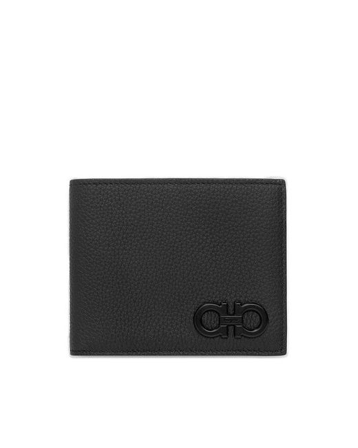 Ferragamo Black Logo Plaque Bi-fold Wallet for men