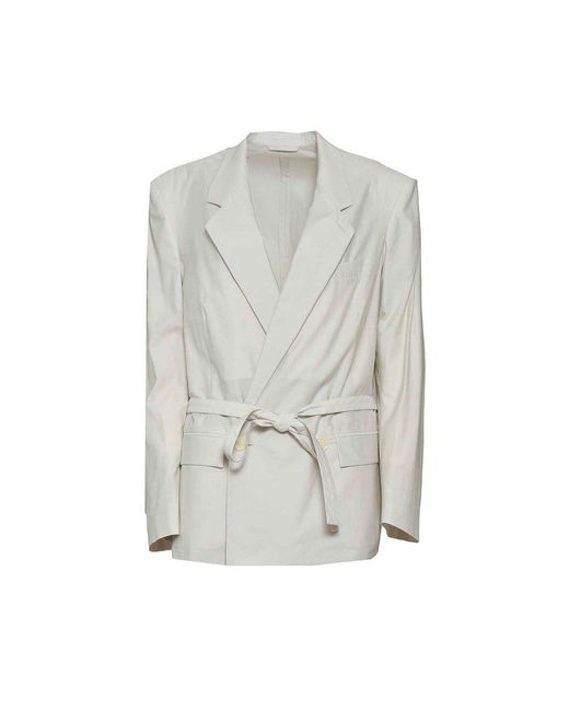 Lemaire Gray Double-breasted Belted Tailored Blazer