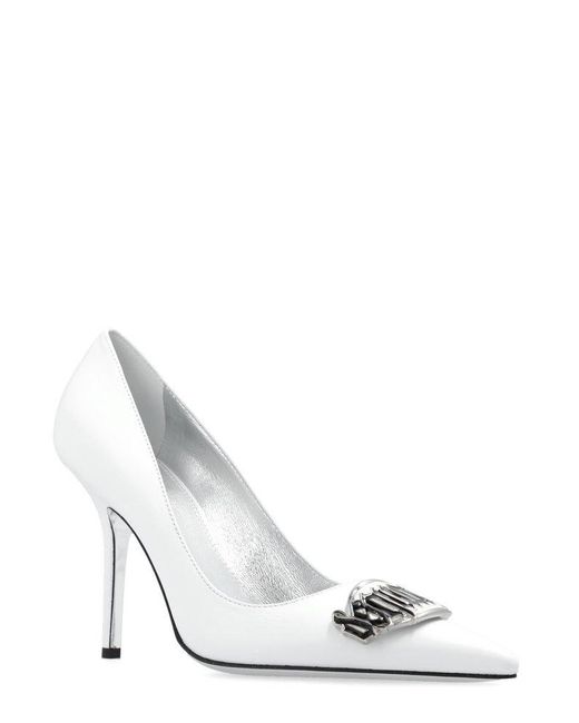 DSquared² White Logo Plaque Pointed-toe Pumps