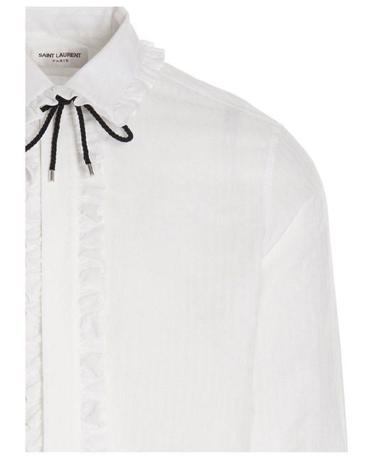 Saint Laurent White Frill Detailed Shirt for men