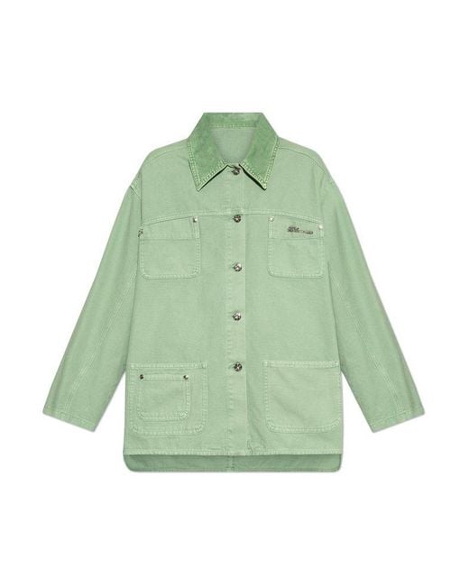 Blumarine Green Buttoned Denim Jacket