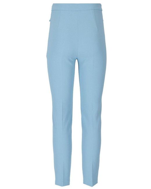 Elisabetta Franchi Blue Chain Detailed High-waisted Trousers