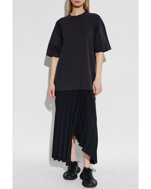 Balenciaga Black Dress With Pleated Hem