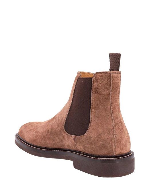 Brunello Cucinelli Brown Panelled Chelsea Boots for men