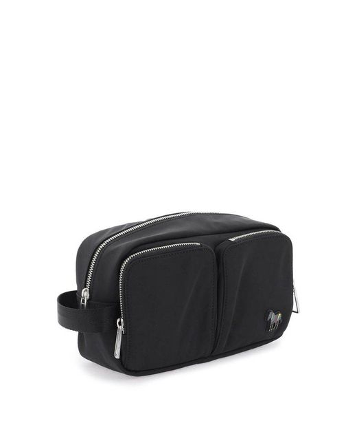 PS by Paul Smith Black Logo Patch Zipped Wash Bag for men