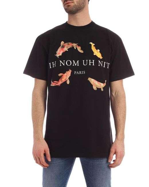 Ih Nom Uh Nit Black Koi Fish Print T-shirt for men