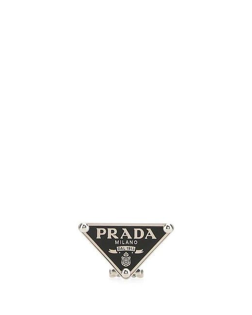 Prada Triangle Logo-plaque Earring in White