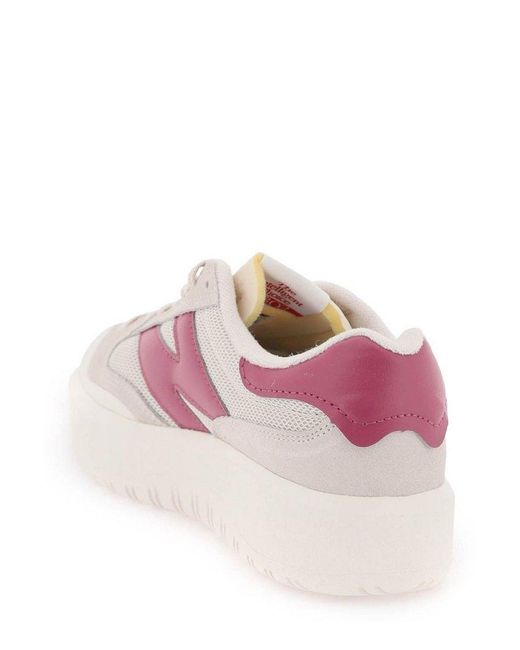 New Balance Pink Ct302 Logo Patch Panelled Sneakers