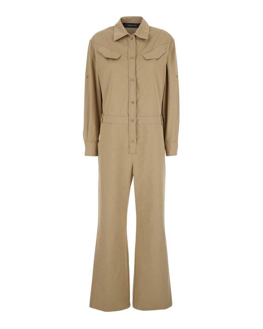 FEDERICA TOSI Natural Jumpsuit With Chest Pockets