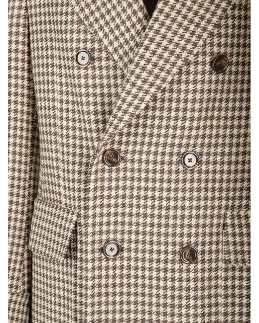 Lardini Multicolor Houndstooth-Patterned Double-Breasted Coat for men