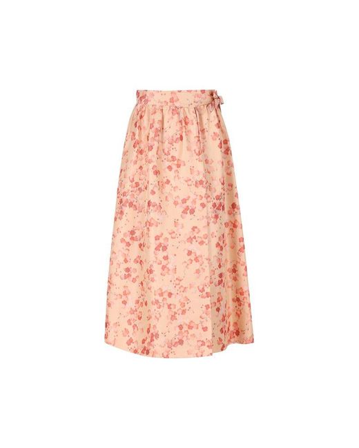 Loro Piana Pink Floral-printed Midi Skirt