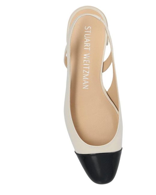 Stuart Weitzman White Sleek Slingback Ballerina Shoes