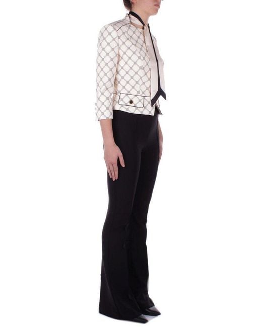 Elisabetta Franchi Blue Printed Stretch Crêpe Jacket