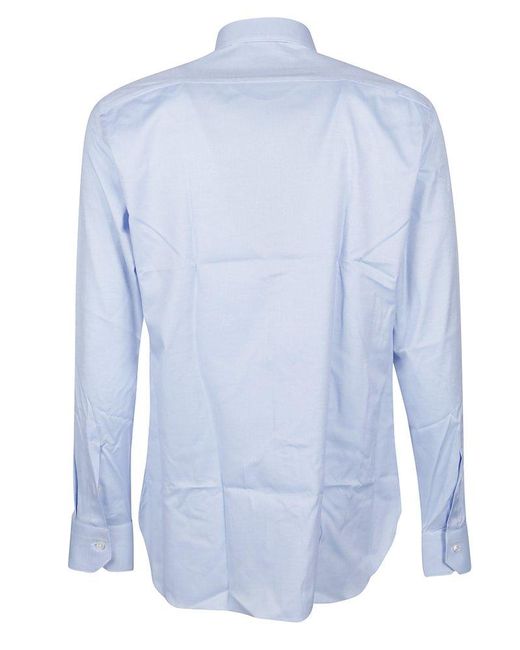 Zegna Blue Buttoned Long-sleeved Shirt for men