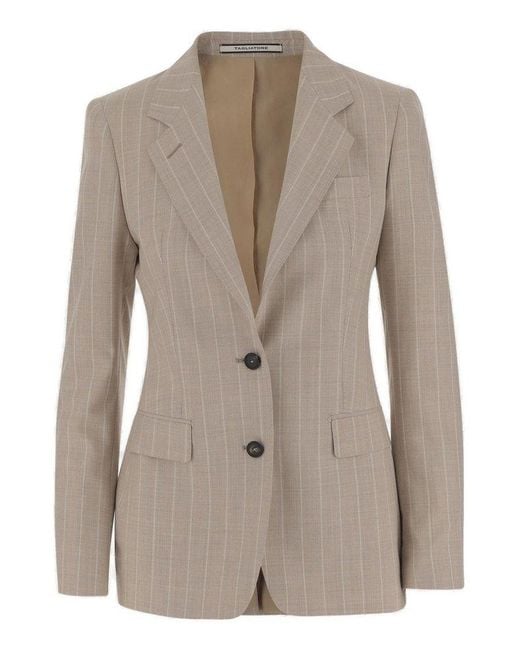 Tagliatore Natural Single-Breasted Pinstriped Blazer