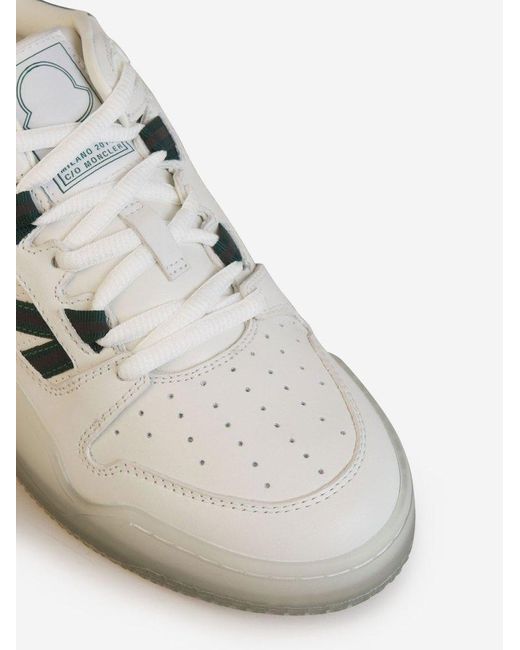 Moncler White Pivot Leather Sneakers