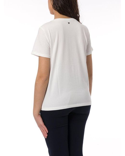 Weekend by Maxmara White Floral Embroidered Crewneck T-shirt