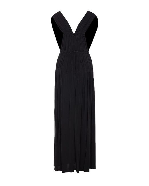 Max Mara Black Walter V-Neck Sleeveless Dress