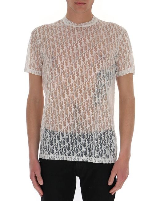 Dior White Oblique Sheer T-shirt for men