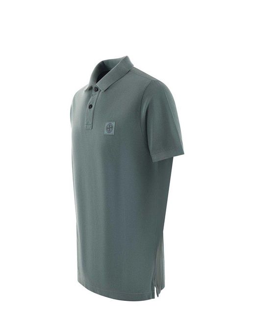 Stone Island Green Logo Patch Short-sleeved Polo Shirt for men