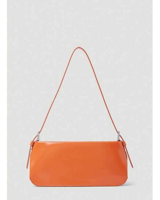By Far Orange Dulce Semi Patent Leather Shoulder Bag