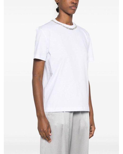 Semicouture White Embellished T-Shirts And Polos