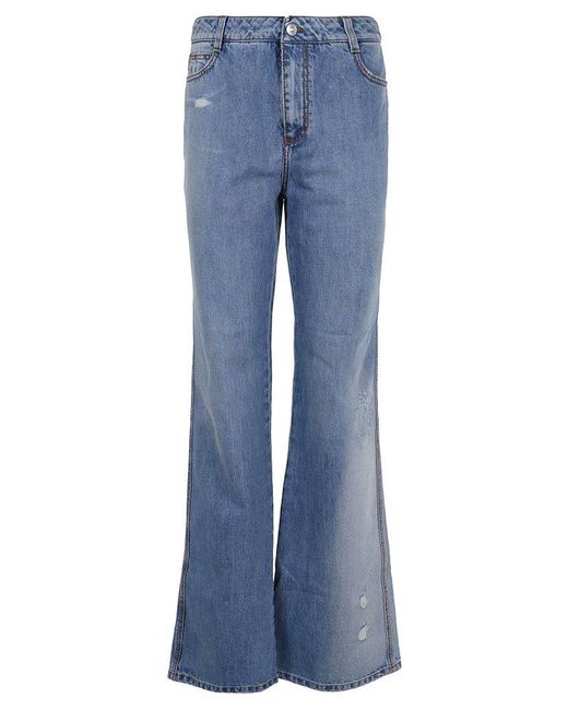 Ermanno Scervino Blue Ripped Flared Jeans