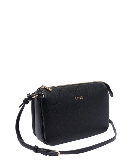 Liu Jo Black Logo Lettering Zipped Crossbody Bag
