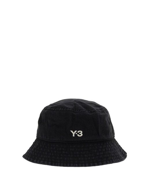 Y-3 Black Washed Twill Bucket Hat With for men