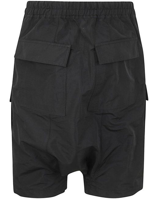 Rick Owens Black Drawstring Drop-crotch Cargo Shorts for men