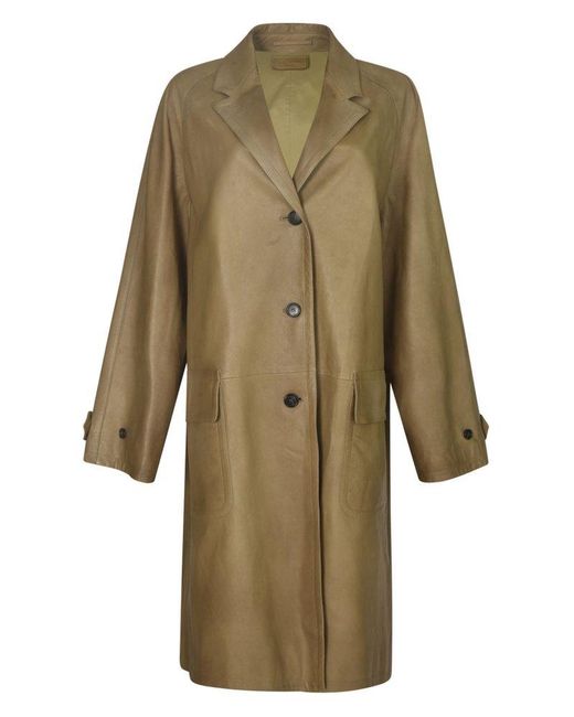 Prada Natural Mid-Length Buttoned Coat