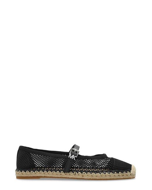 Michael Kors Black Lynn Buckle-Strapped Mesh Ballet Espadrilles