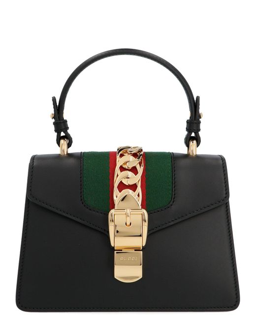 Gucci Sylvie Leather Mini Bag in Black | Lyst
