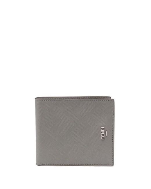 Fendi Gray Logo-printed Bi-fold Wallet for men