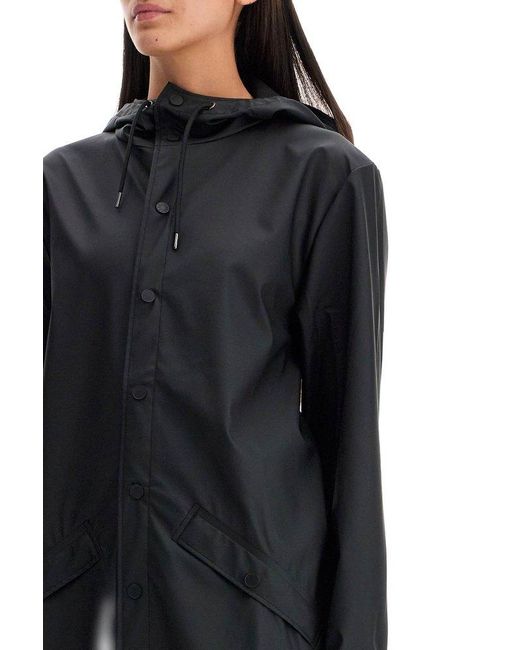 Rains Black Impermeabile Long Jacket W3 for men