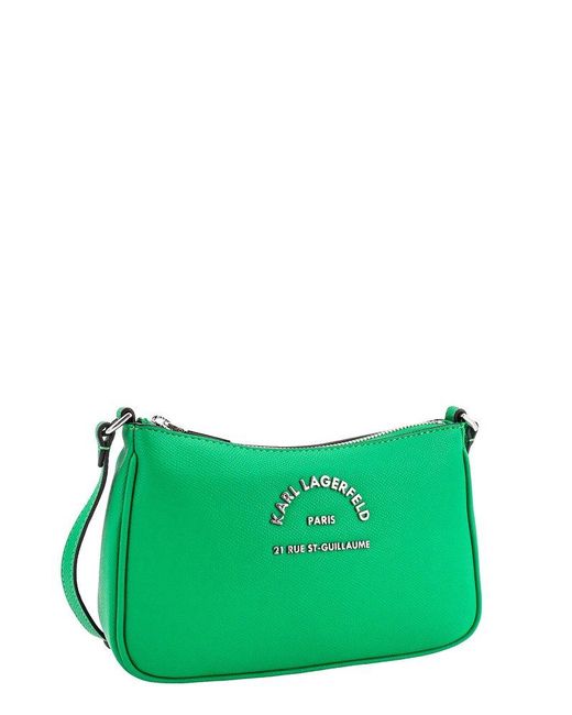 Karl Lagerfeld Green Logo-lettering Crossbody Bag