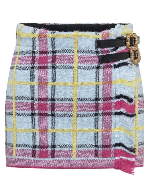 Cormio Multicolor Tracy Tartan Motif Knit Mini Skirt