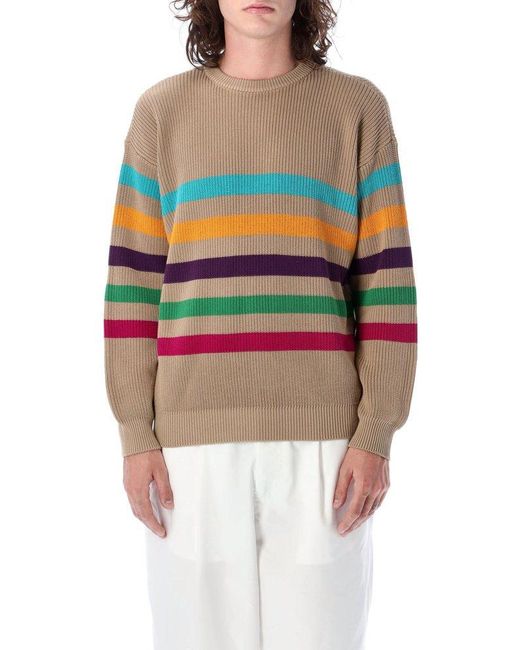 Emporio Armani Striped Round-neck Sweater for Men | Lyst