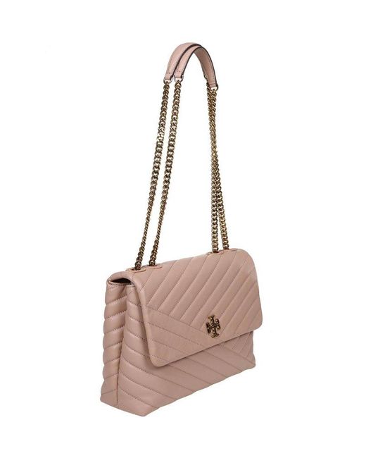 Tory Burch Pink Shoulder Bag In Quilted Leather