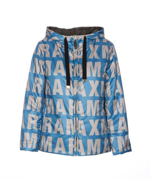 Max Mara Zip-up Drawstring Reversible Jacket in Blue | Lyst