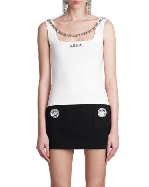 Area White Logo-plaque Embellished Tank Top