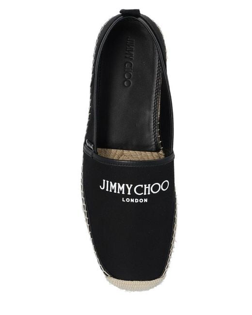 Jimmy Choo Black Egon Logo-printed Slip-on Espadrilles for men