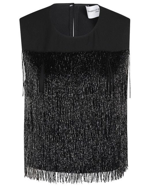 Isabelle Blanche Black Embellished Sleeveless Top