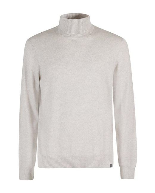 Fay White Turtleneck Knit Sweater for men