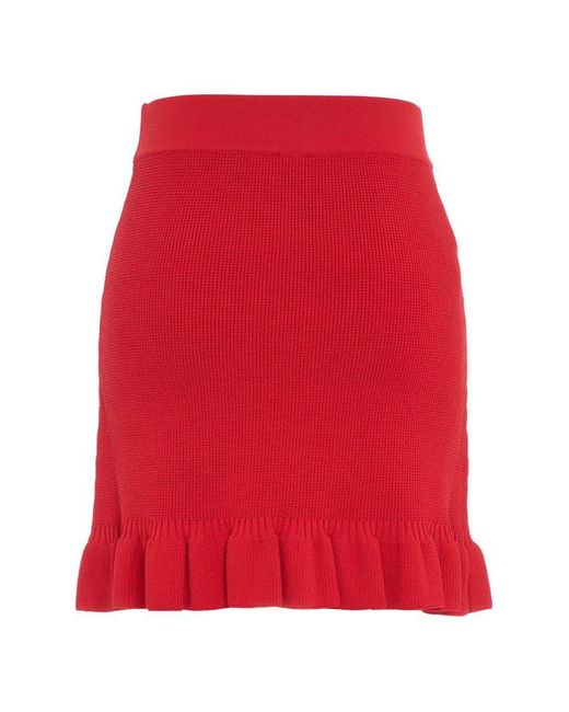 Pinko Red High Waist Knit Skirt