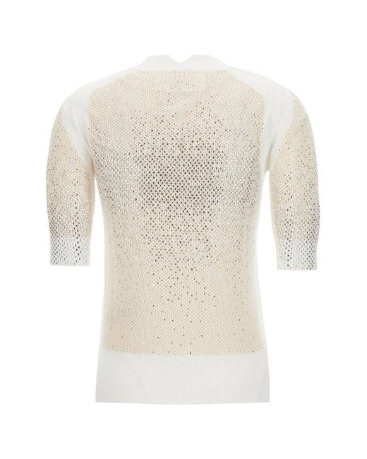 Ermanno Scervino White Embellished Knit T-shirt