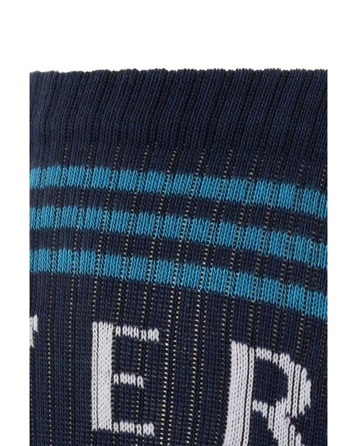 Versace Blue Socks With Logo, for men